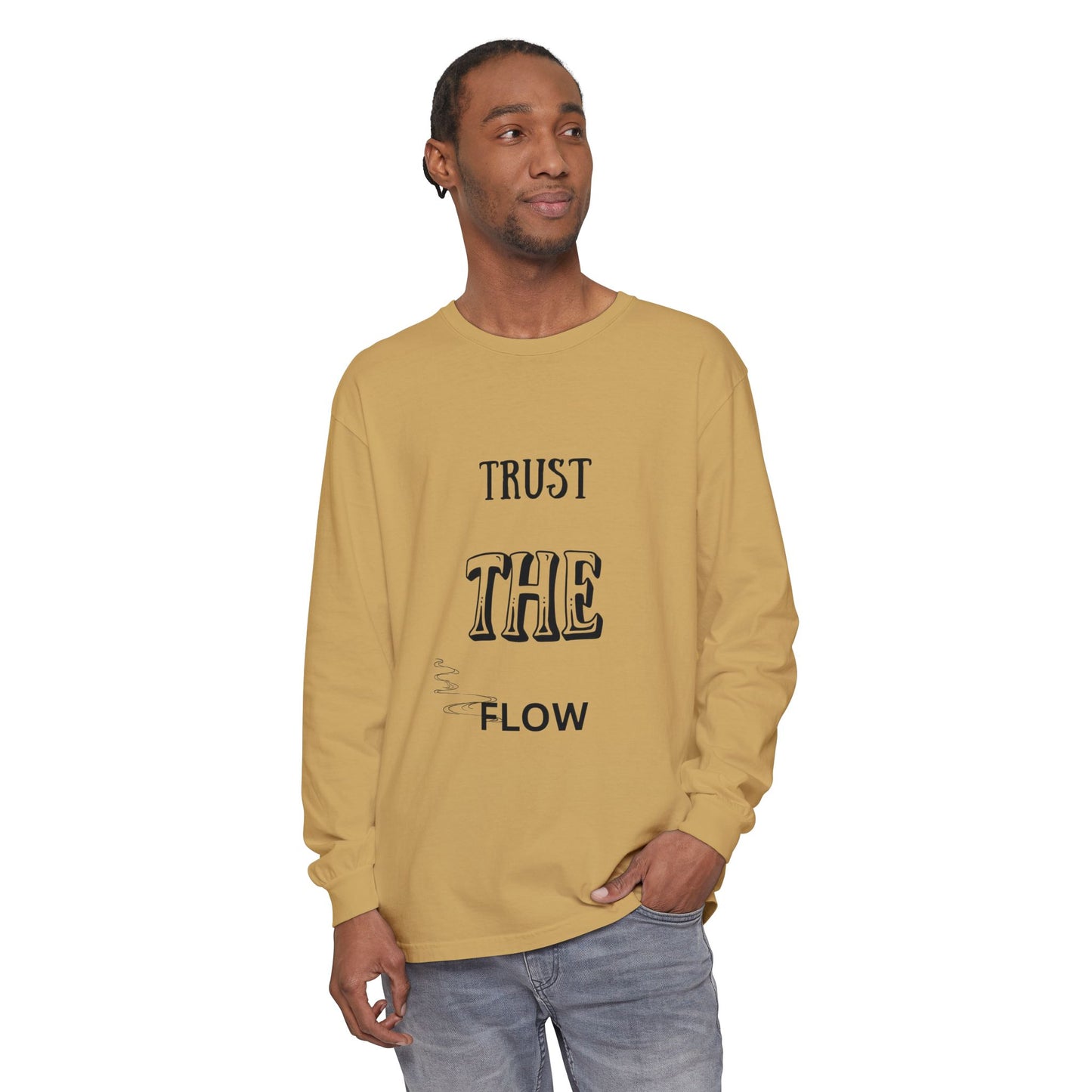 Trust the Flow Long Sleeve T-Shirt | Unisex Relaxed Tee, Motivational Shirt, Casual Wear, Gift for Creatives, Inspiration Clothing