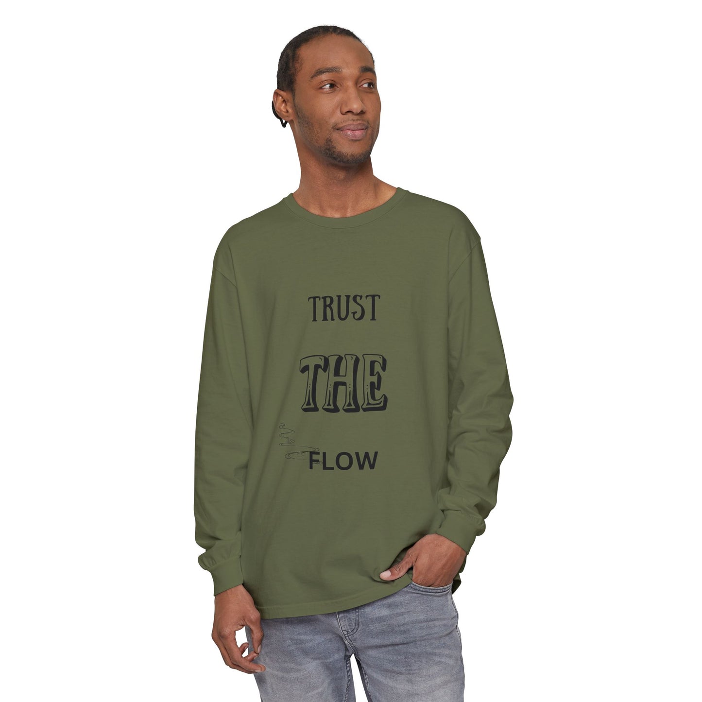 Trust the Flow Long Sleeve T-Shirt | Unisex Relaxed Tee, Motivational Shirt, Casual Wear, Gift for Creatives, Inspiration Clothing