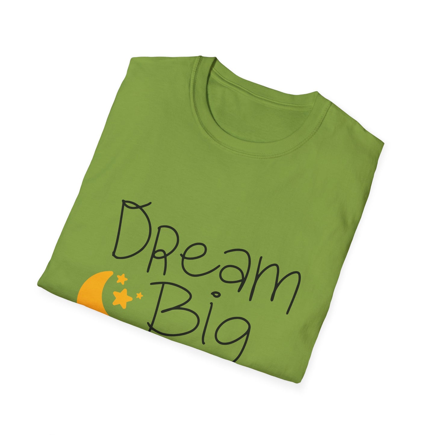 Dream Big Unisex Softstyle T-Shirt | Inspirational Tee for Motivation, Casual Wear, Gift for Dreamers, Birthday, Graduation