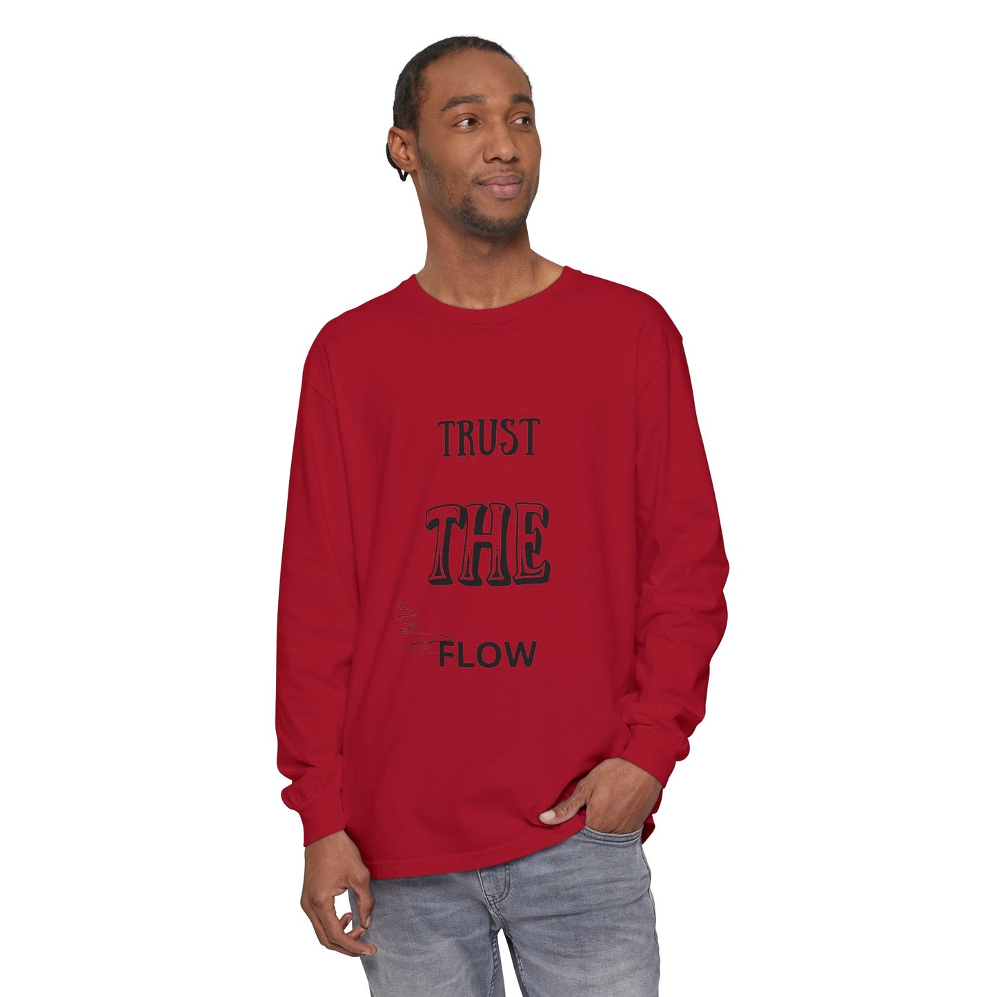 Trust the Flow Long Sleeve T-Shirt | Unisex Relaxed Tee, Motivational Shirt, Casual Wear, Gift for Creatives, Inspiration Clothing