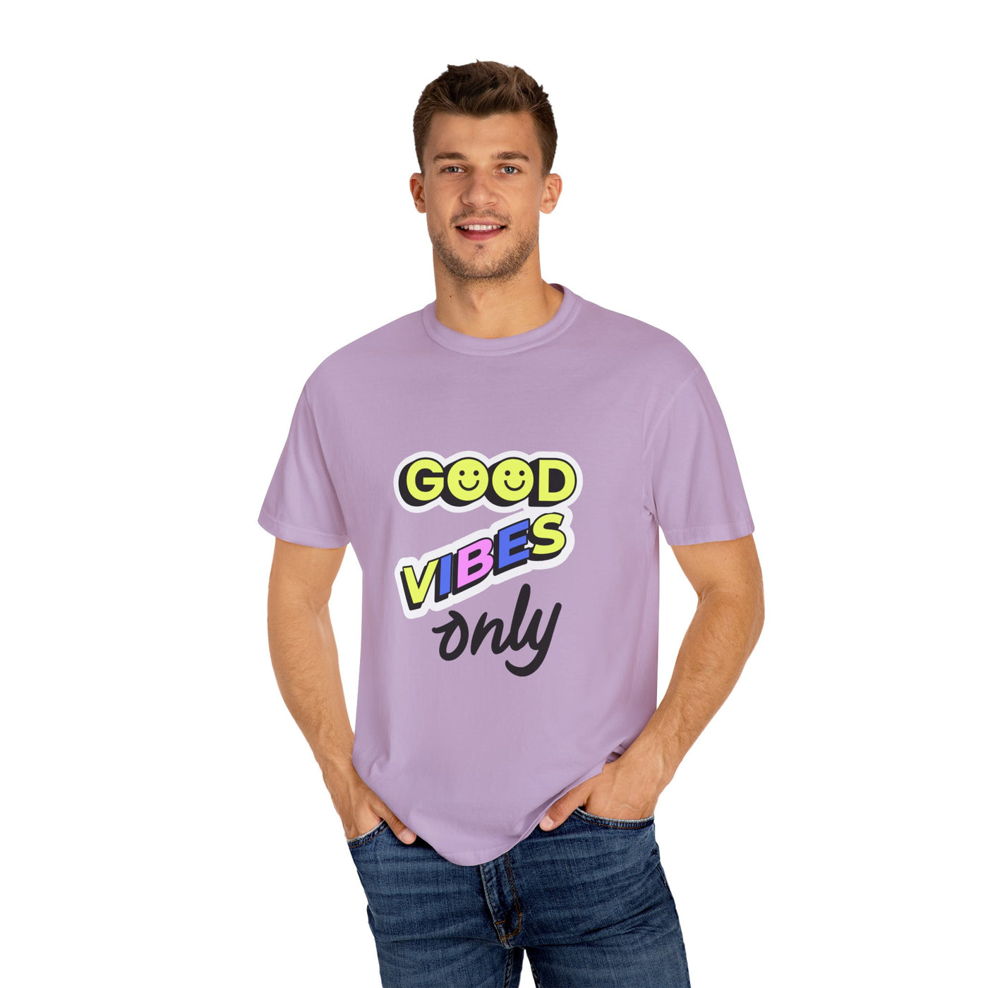 Good Vibes Only Garment-Dyed T-Shirt, Unisex Graphic Tee, Summer Fashion, Festival Outfit, Chill Casual Wear