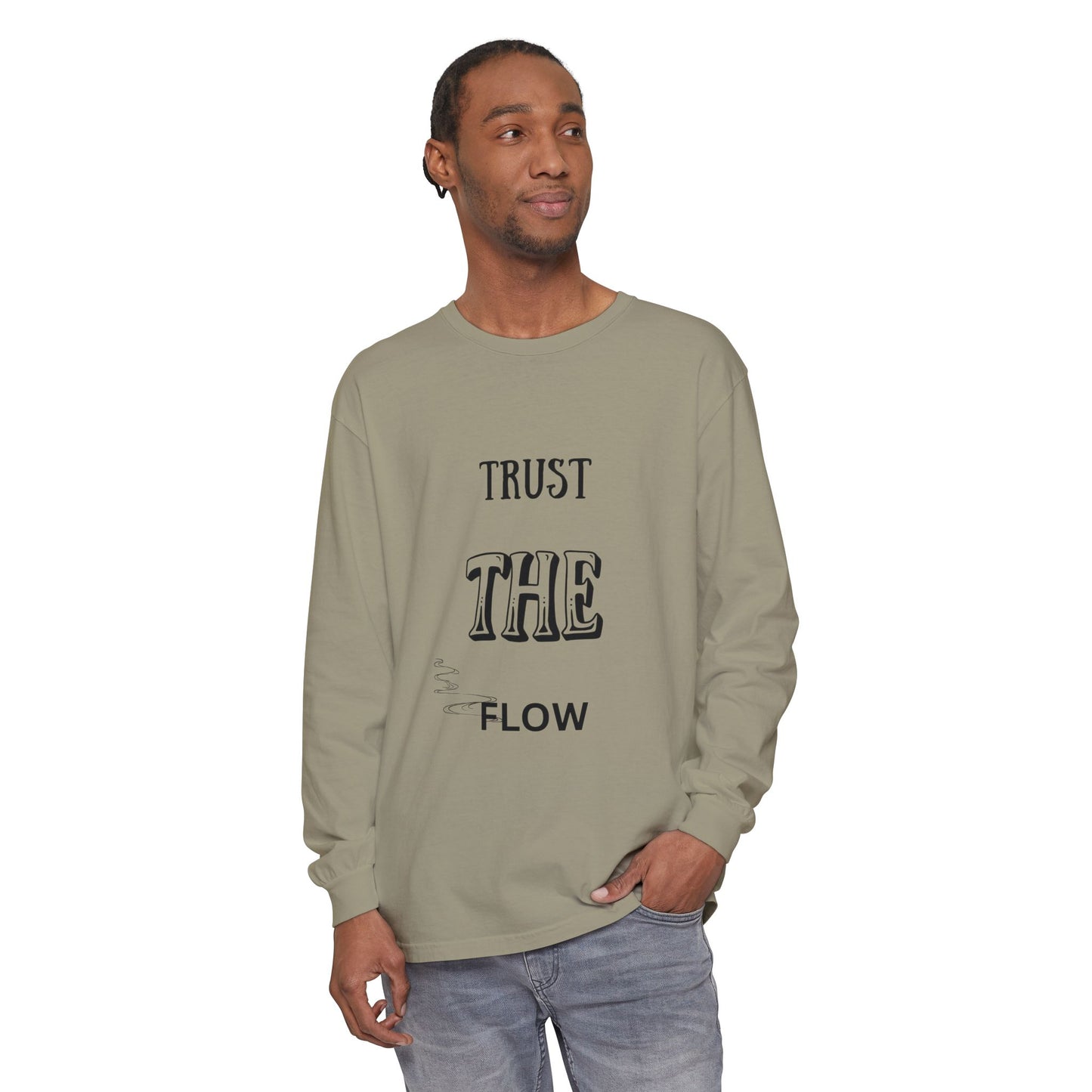 Trust the Flow Long Sleeve T-Shirt | Unisex Relaxed Tee, Motivational Shirt, Casual Wear, Gift for Creatives, Inspiration Clothing