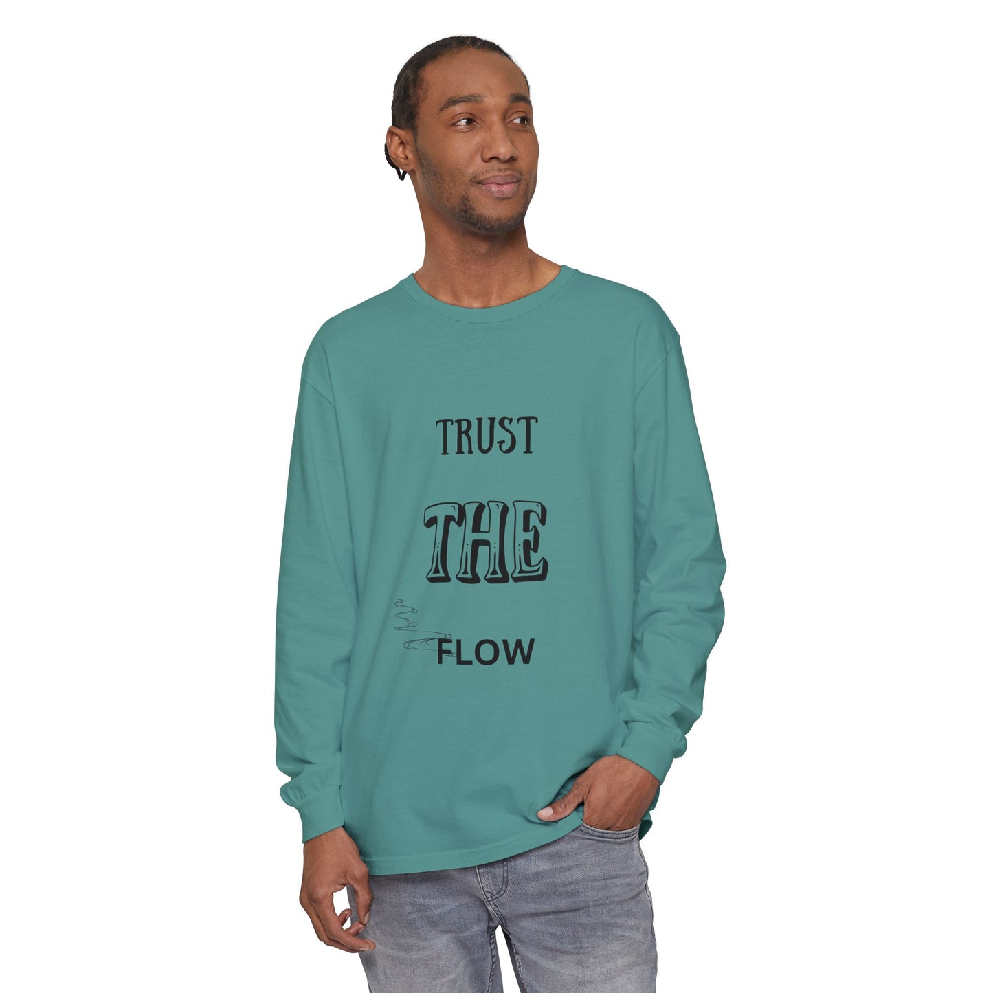 Trust the Flow Long Sleeve T-Shirt | Unisex Relaxed Tee, Motivational Shirt, Casual Wear, Gift for Creatives, Inspiration Clothing