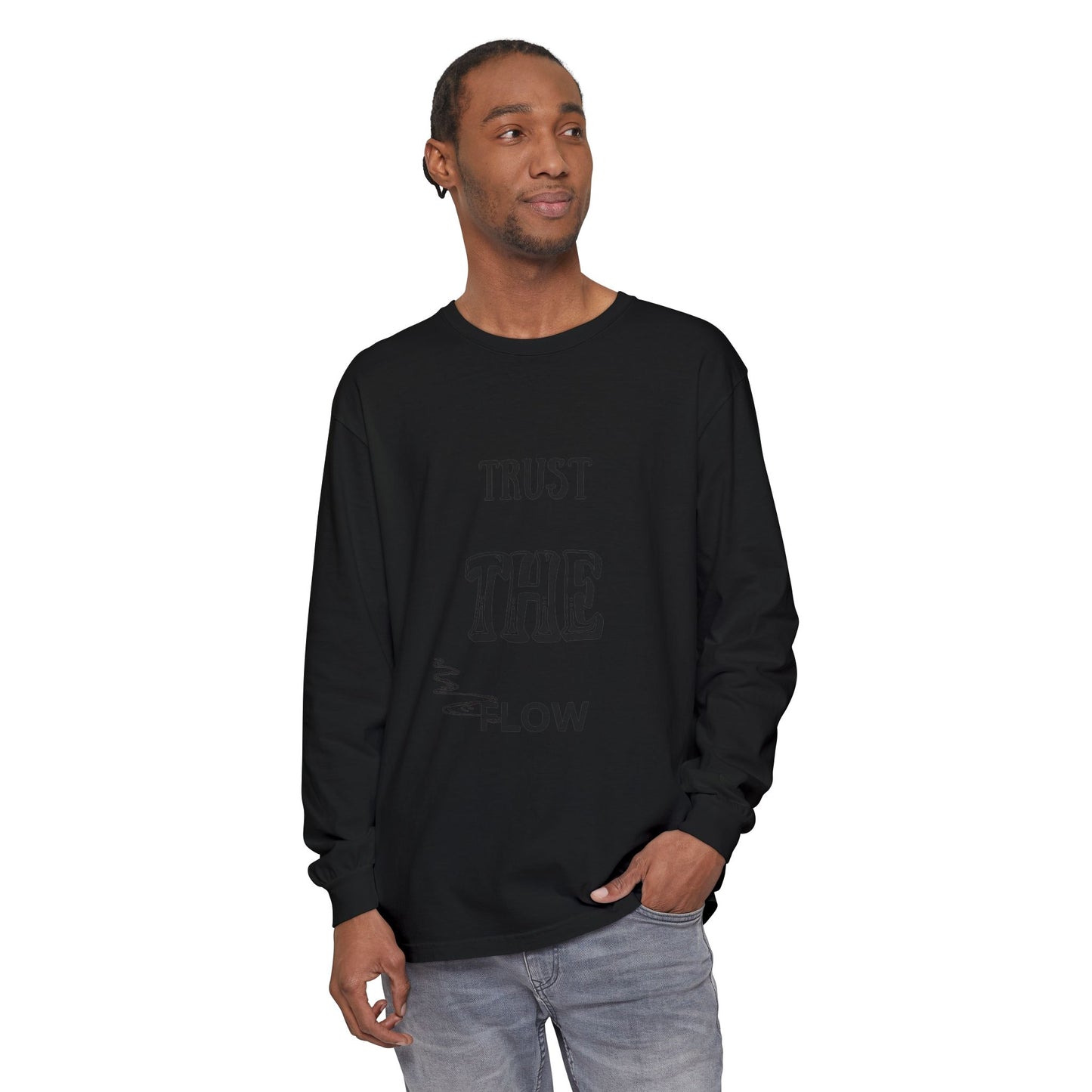 Trust the Flow Long Sleeve T-Shirt | Unisex Relaxed Tee, Motivational Shirt, Casual Wear, Gift for Creatives, Inspiration Clothing