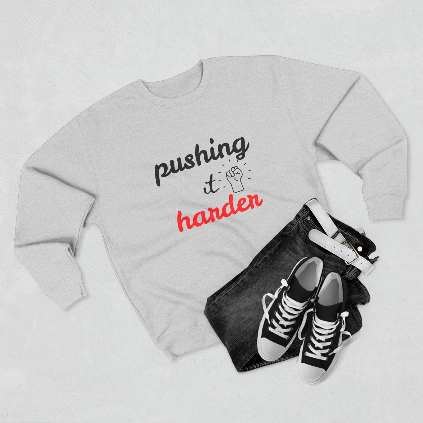 Motivational Crewneck Sweatshirt - "Pushing It Harder" - Workout Gear, Athleisure, Casual Wear, Gift for Fitness Lovers, Encouragement [...]
