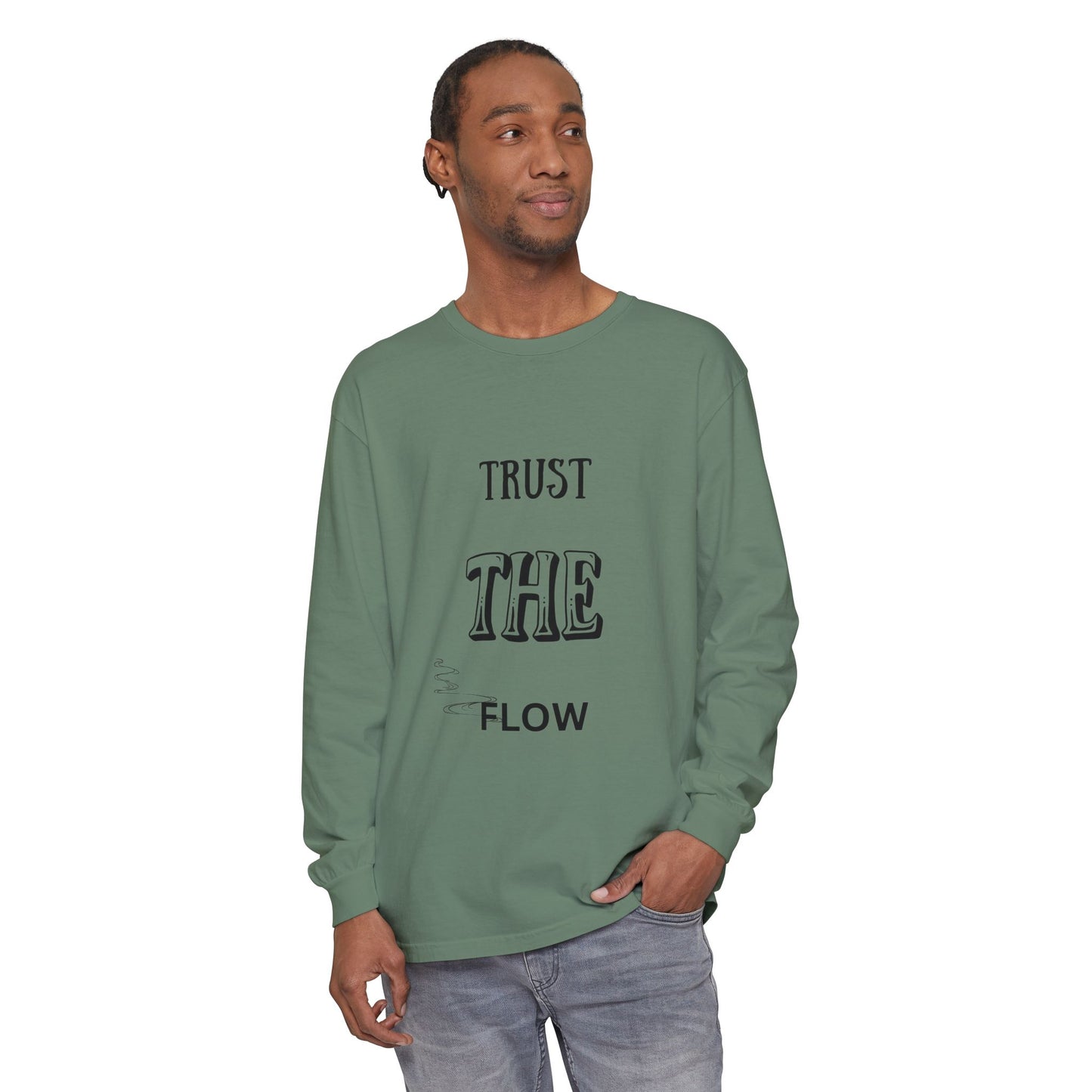 Trust the Flow Long Sleeve T-Shirt | Unisex Relaxed Tee, Motivational Shirt, Casual Wear, Gift for Creatives, Inspiration Clothing