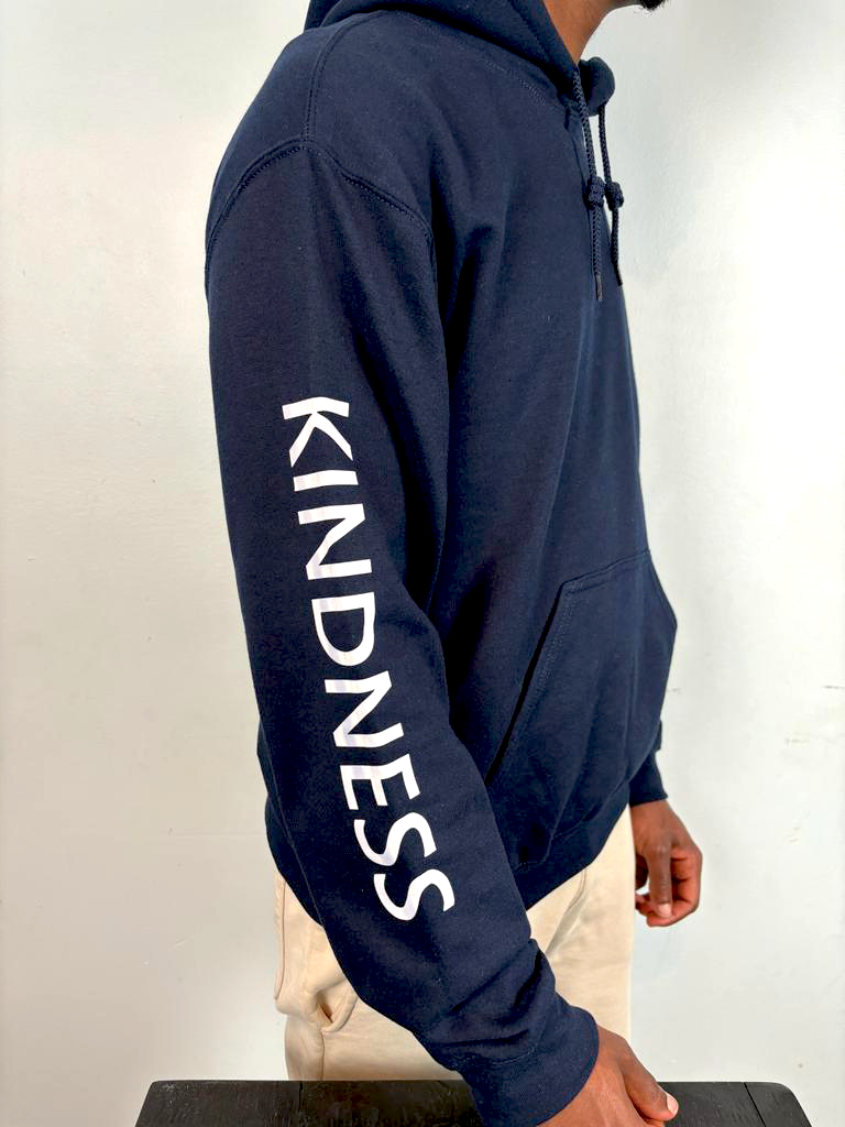 Kindness On Sleeve  Navy Blue Hoodie