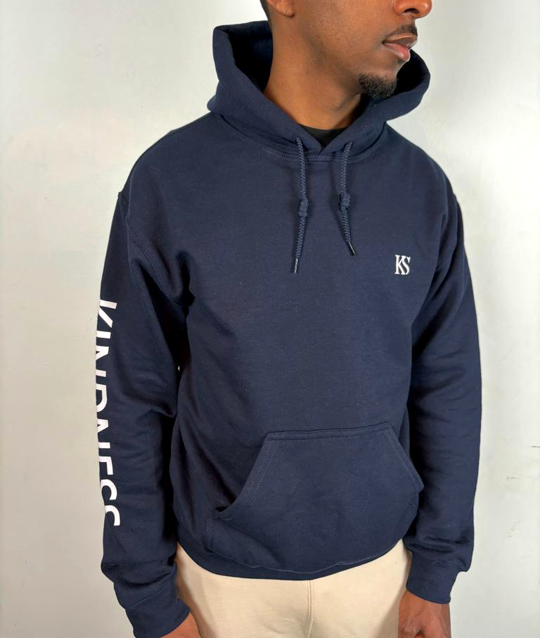 Kindness On Sleeve  Navy Blue Hoodie